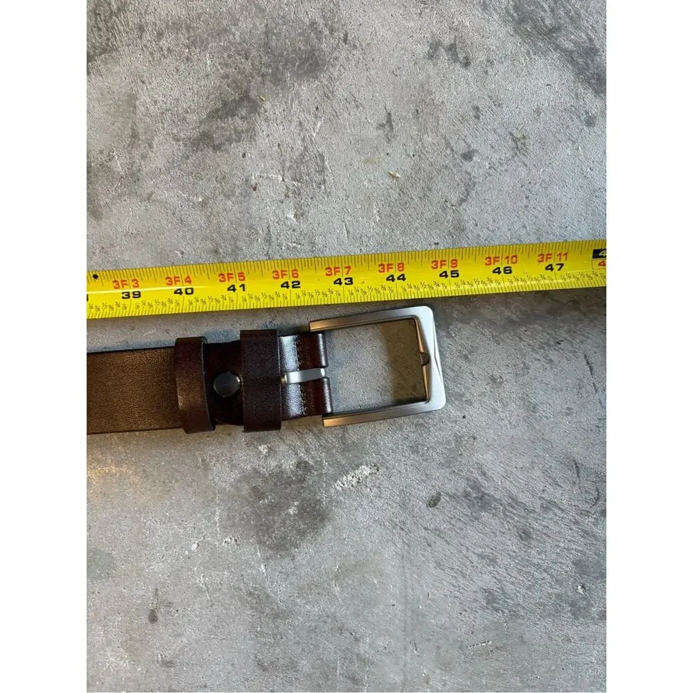 Men’s Brown Leather Belt Gunmetal Buckle 2” Wide Size XL